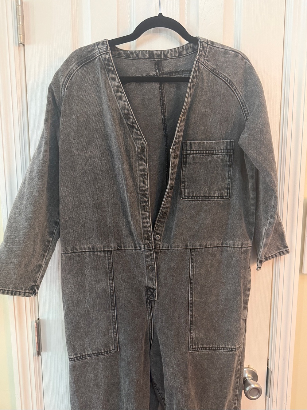 ASOS Washed Black Denim Utility Jumpsuit Boiler Suit Womenās Size 6 - Picture 2 of 5